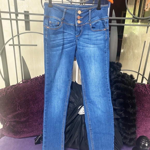 Indigo Rein Juniors Blue Skinny Jeans Bootyful High Waist Denim Wash - Picture 1 of 4